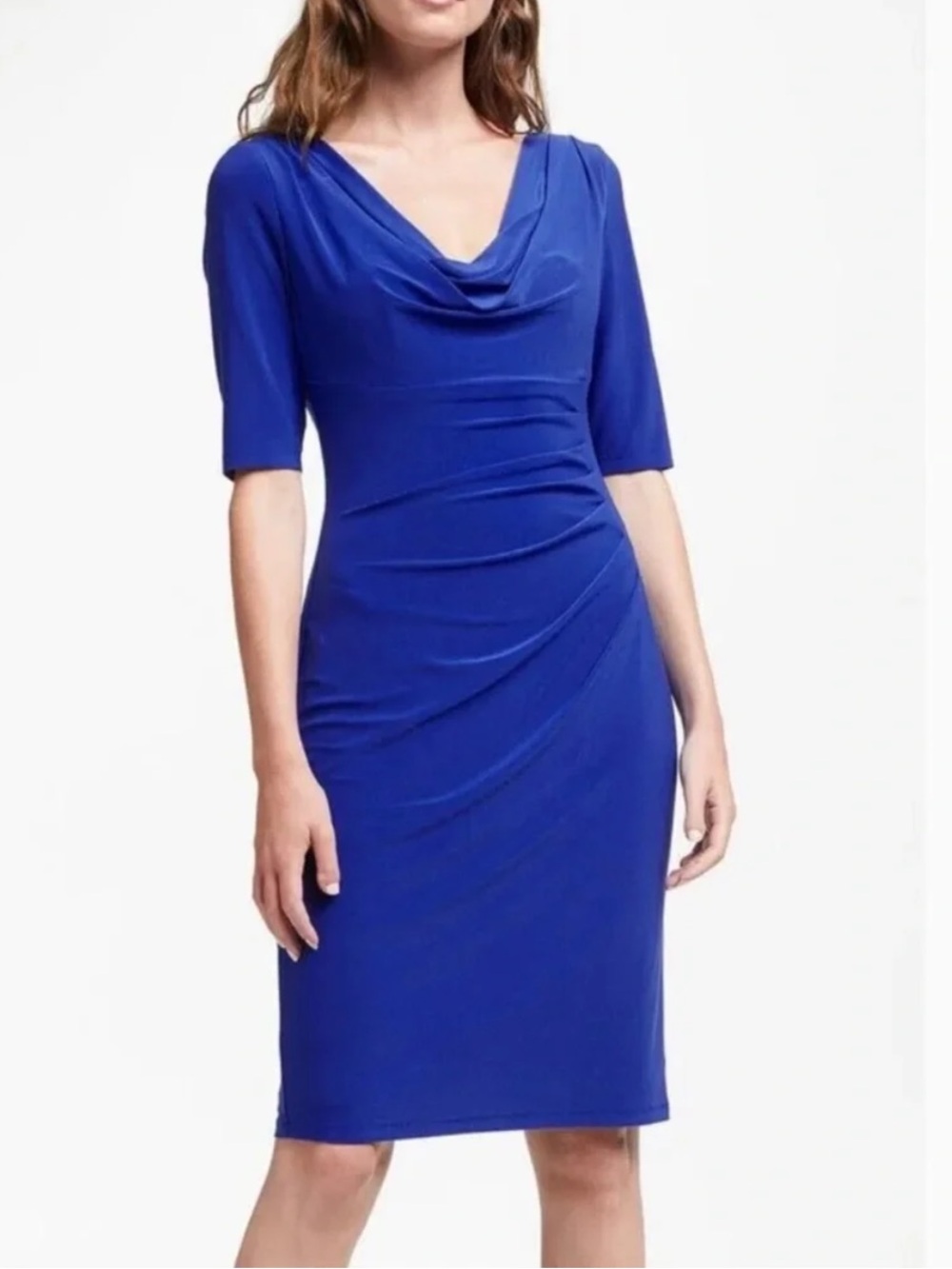 Lauren Ralph Lauren Cowl Neck Midi Dress in Royal Blue Size 12